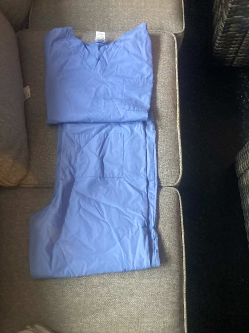Light Blue Top with Inner Care Tag. Scrubs